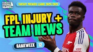 SAKA + PALMER INJURY LATEST!  | FPL TEAM NEWS GW12 | Fantasy Premier League Tips 2024/25