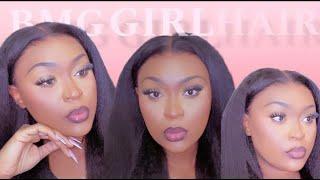 MOST REALISTIC NATURAL GLUELESS KINKY STRAIGHT WIG FOR BEGINNERS @bgmgirlhair| TRICH2REAL