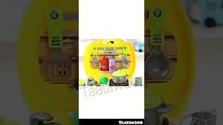 Toyshine Plastic Luxury Kitchen Set Cooking Toy with Briefcase and Accessories for Kids (Yellow)