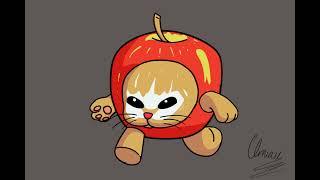 Apple Cat Running Animated HD