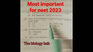 most important question for neet 2023/2024 #ncert #viral #biology  tha biology hub