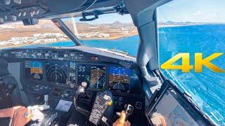 Windy landing in Lanzarote | Boeing 737 Max | Cockpit view