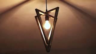 Triangular Wooden hanging lamp, Wood lamp, Pendant lighting, Wooden lamp, Contemporary hanging lamp