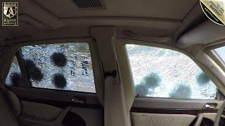 Armored Cars Mercedes Benz Bulletproof Glass shot at with Automatic M4