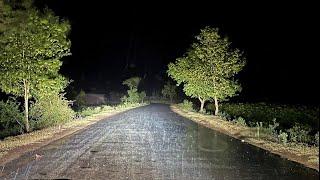 Driving on the ghost road at night in extremely heavy rain and storm part 3