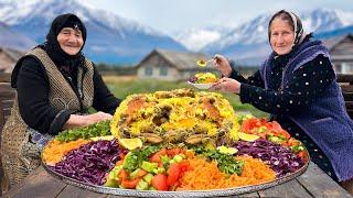 Farm-Fresh Feast: Vegetable Salad & Chicken Pilaf Cooked Village-Style