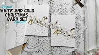 Elegant White and Gold Christmas Card Set | 12 weeks of Christmas 2024 Week 10