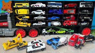 23 Colorful Diecast Cars in a Big Car Carrier 【Kuma's Bear