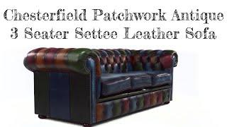 Chesterfield 3 seater Antique Patchwork Leather Sofa Settee