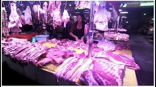 靚土豬 上品黑毛豬 Black Hair Pigs Supreme Product in Zhongshan Market Chinese Food 只賣38元一斤 新鮮豬大腸 中山坦洲金斗灣市場