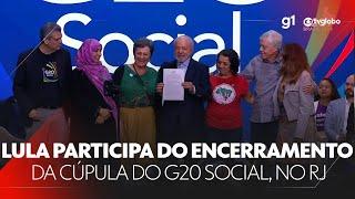 Representantes da sociedade civil entregam declaração do G20 Social ao presidente Lula #g1 #noticias