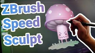 1 Hour ZBrush Speed Sculpt in 8 Minutes: RPG Monster Mushroom