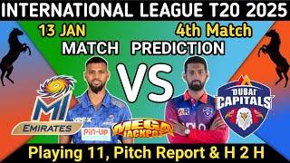 ilt20 2025 | Mi Emirates vs Dubai Capitals 4th Match Prediction | mip vs dcp match prediction | live