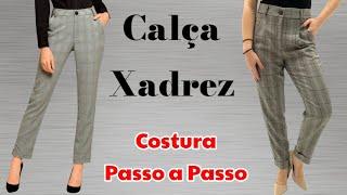 ️DIY Como fazer Calça Feminina Xadrez_Costura fácil Passo a Passo para iniciantes Gisleide Novelo