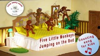 Five Little Monkeys Jumping on the Bed | Little Woolly Vision - Stop-Motion Animated Nursery Rhymes