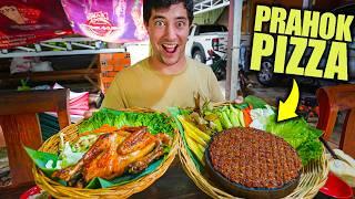 Cambodian Street Food  Fermented Fish "Pizza" (ប្រហុកភីហ្សា) + Siem Reap's Food Village!