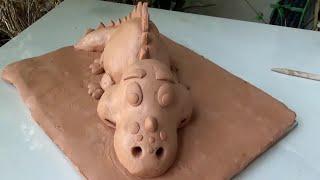 Basic Steps To Make Dino Out Of Clay | DIY Clay Animal Sculpting Easy Method