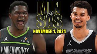 Minnesota Timberwolves vs San Antonio Spurs Full Game Highlights - November 2, 2024 NBA Season