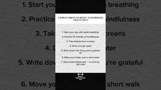 These 7 habits will boost your mental health#alphamindset #ambitionovereverything #hustletogether