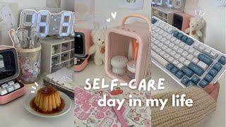 Self-care day  strawberry milk, night skincare, baking, cleaning, mechanical keyboard ft.epomaker