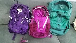 Women's 2021 Osprey Tempest 9 Hiking Backpack Review in Violac Purple vs Daylite Plus vs Fairview 40