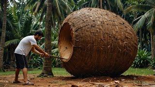 Giant Masterpiece of Natural Amazing Woodworking // Man Turns Giant Tree Stump Into Wonderful Tables