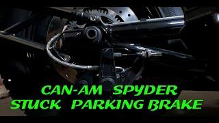 Can-Am Spyder. What to do if your parking brake on your Can Am Spyder locks up and won't release!