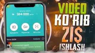 Video ko'rib internetda har kuni oson 21$ ishlash 2024 | Telefonda oson pul ishlash 2024