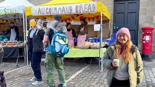 Enjoying local life, farmer market and knitting stripe spring scarf