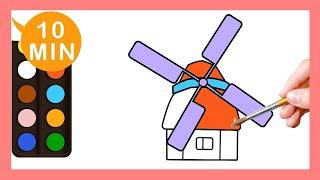 《風車 Windmill》認識顏色Coloring for kids｜Painting｜Coloring｜Drawing｜Art｜【畫畫魔法】YOYO點點名S24｜著色畫兒童節目