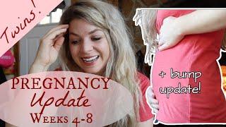 Twin Pregnancy Symptoms Weeks 4-8 | Major bleeding, nausea, vomiting, showing early, etc!