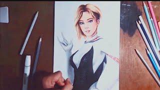 How to draw Spider-Gwen drawing || Spider Gwen drawing