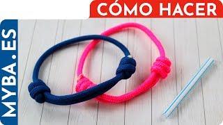 Pulseras con nudos corredizos. Pulseras de paracord más fácil imposible. Con pajita.