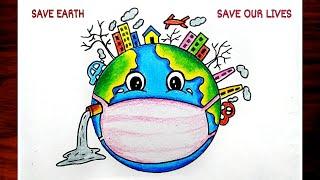 Save Environment Save Nature Poster Drawing|National Pollution Control Day Draw|Stop Pollution Draw