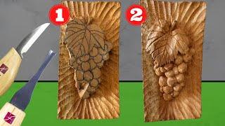 From Wood to Wine: Carving a Grape Bunch With Knives and Chisels - Wood Carving