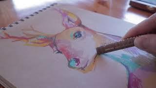 오일파스텔그림 | 오일파스텔그리기 | 일러스트 | Oil Pastel Drawing | Deer Drawing with Oil Pastels