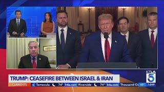President Trump announces that Israel and Iran have agreed to "total ceasefire"