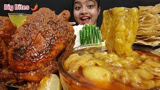 EATING OILY MUTTON FAT CURRY,BIG WHOLE CHICKEN CURRY WITH RICE  FOOD EATING VIDEOS  BIG BITES ️