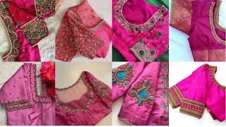 Pink Blouse Design New Model || Aari Work Blouse Hand Design || Latest Embroidery Blouse Design