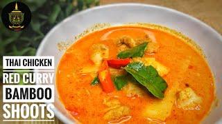 Thai Red Curry Chicken Bamboo Shoots Recipe with Rice Noodles | Thai Girl in the Kitchen