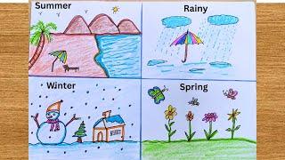 Weather Season Drawing Idea / Different Seasons Drawing / Four Seasons Drawing/Season Sketch Drawing