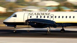 Seaborne Airlines Saab 340 in action @ St Kitts (HD 1080p)