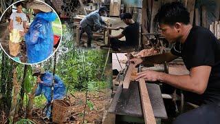 go to work as a carpenter to pick bamboo shoots to sell, the daily life of girl and boy