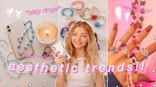 making pinterest/tiktok DIY TRENDS!! *clay rings, beaded phone strap, flower rings, +more!*