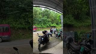 Tying our bags to our bikes every day while riding Ha Giang Loop