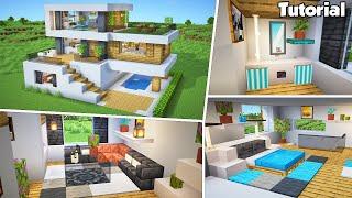 Minecraft: Modern House #51 Interior Tutorial - How to Build - Material List in Description!