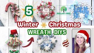 ⭐ MUST SEE! ⭐ 5 Favorite CHRISTMAS & WINTER Dollar Tree DOOR WREATHS | HOME DECOR WREATH DIYS