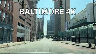 Baltimore 4K - East Coast Detroit - Driving Downtown - USA