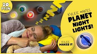 Kylee Makes Planet Night Lights - Calm Bedtime Routine for Sleeping Video for Kids!