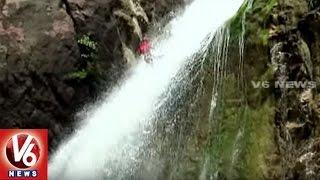 Gayatri Waterfalls Attracts Tourists | Final Day Of Water Rappelling Competitions | Adilabad | V6